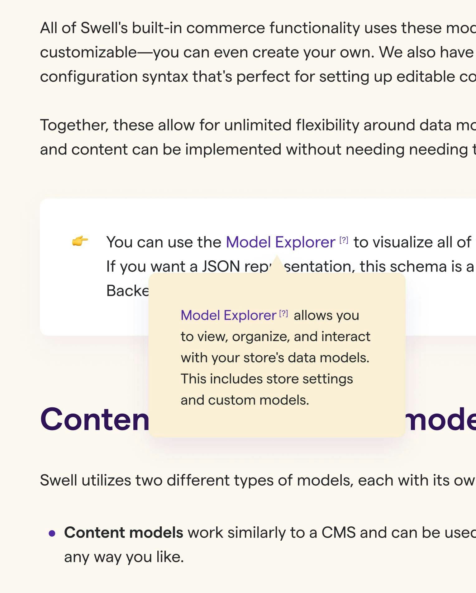 Tooltip expanded and explaining what a Model Explorer is